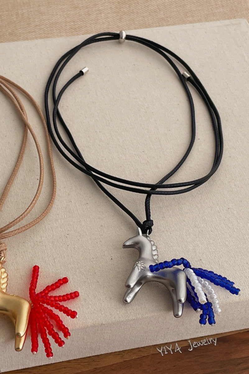 Horse Charm Beaded Necklace