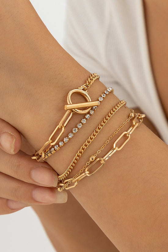 Elegant Chain and Stone Bracelet Set