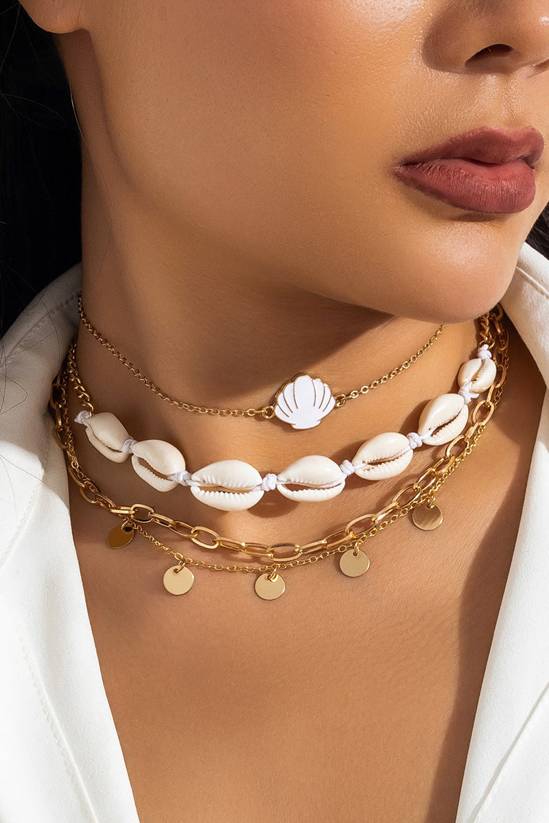 Starfish and Shell Charm Layered Necklace