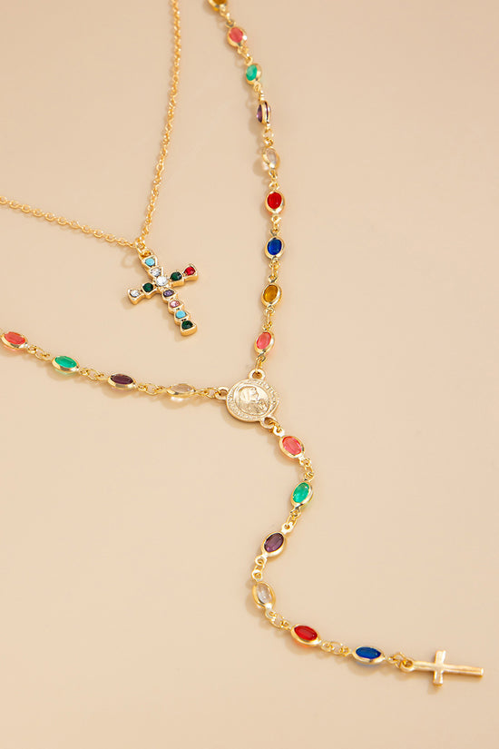 Layered Cross Pendant Necklace