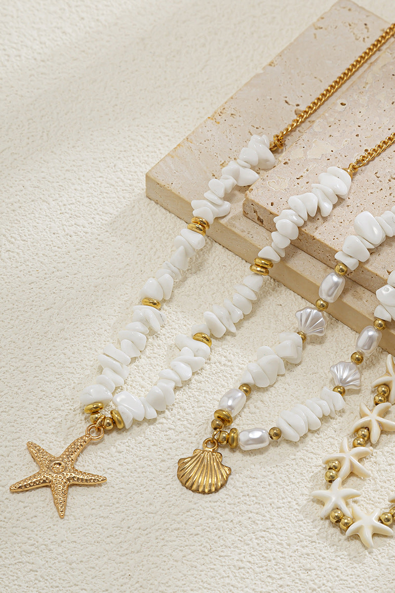 Starfish and Shell Layered Necklace