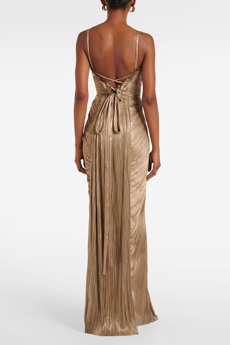 Elegant Sleeveless Pleated Evening Gown