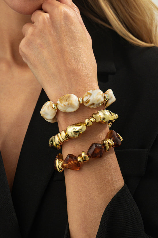 Chunky Gold and Pearl Statement Bracelet