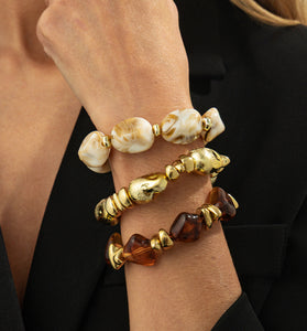 Chunky Gold and Pearl Statement Bracelet