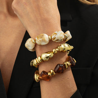 Chunky Gold and Pearl Statement Bracelet