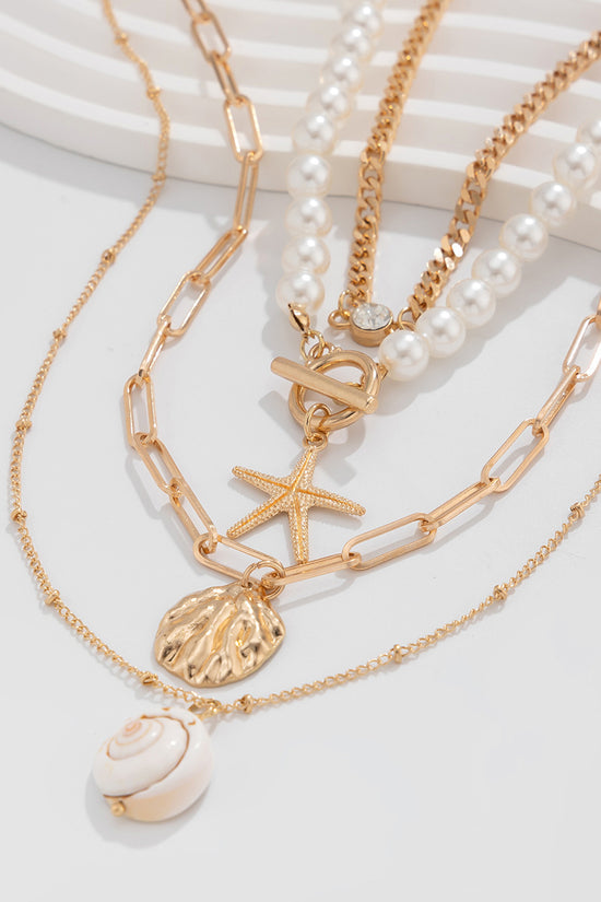 Starfish and Pearl Layered Necklace