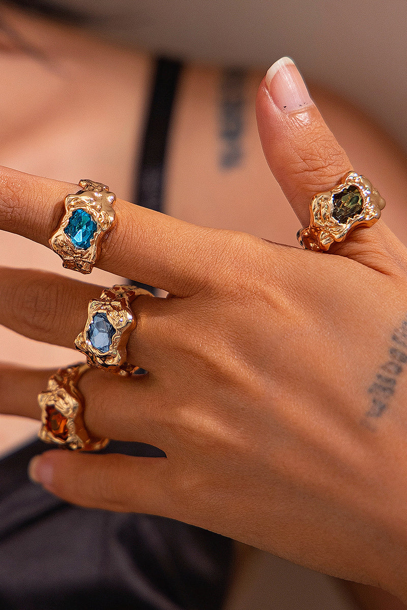 Geometric Gemstone Statement Ring