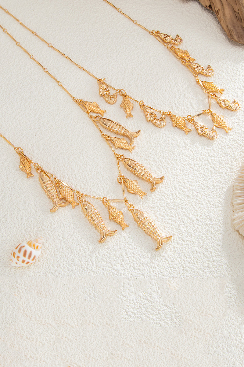 Delicate Fish Charm Layered Necklace