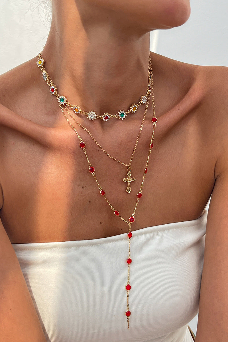 Layered Cross Pendant Necklace