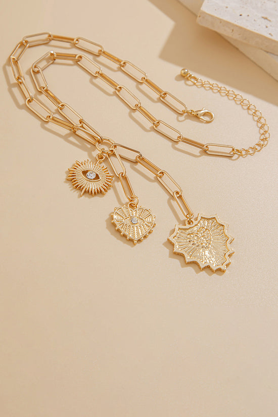 Heart and Eye Charm Link Necklace