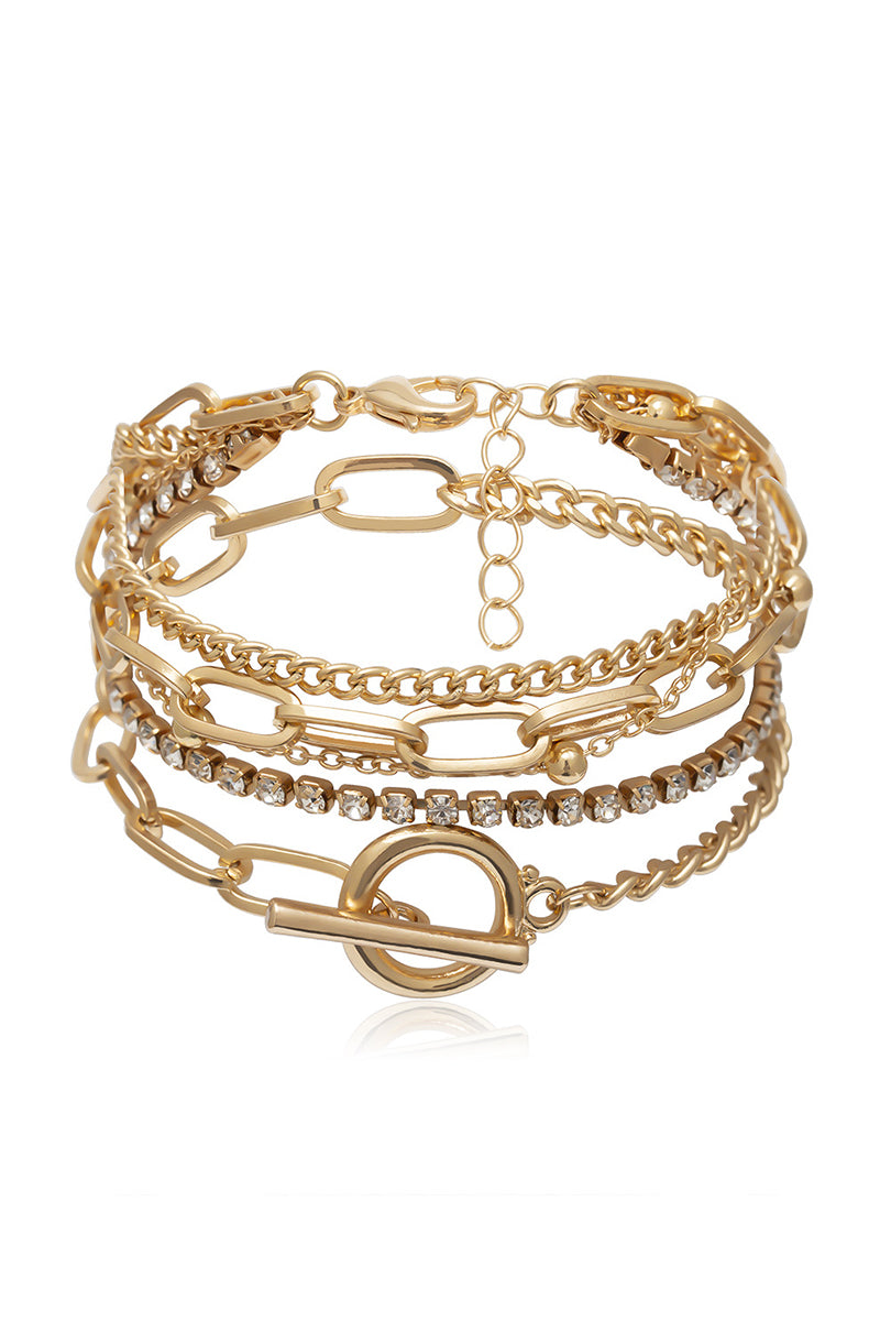 Elegant Chain and Stone Bracelet Set
