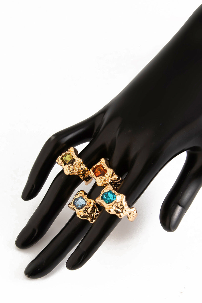 Geometric Gemstone Statement Ring