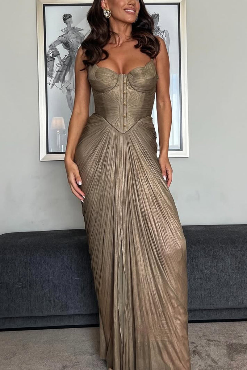 Elegant Sleeveless Pleated Evening Gown