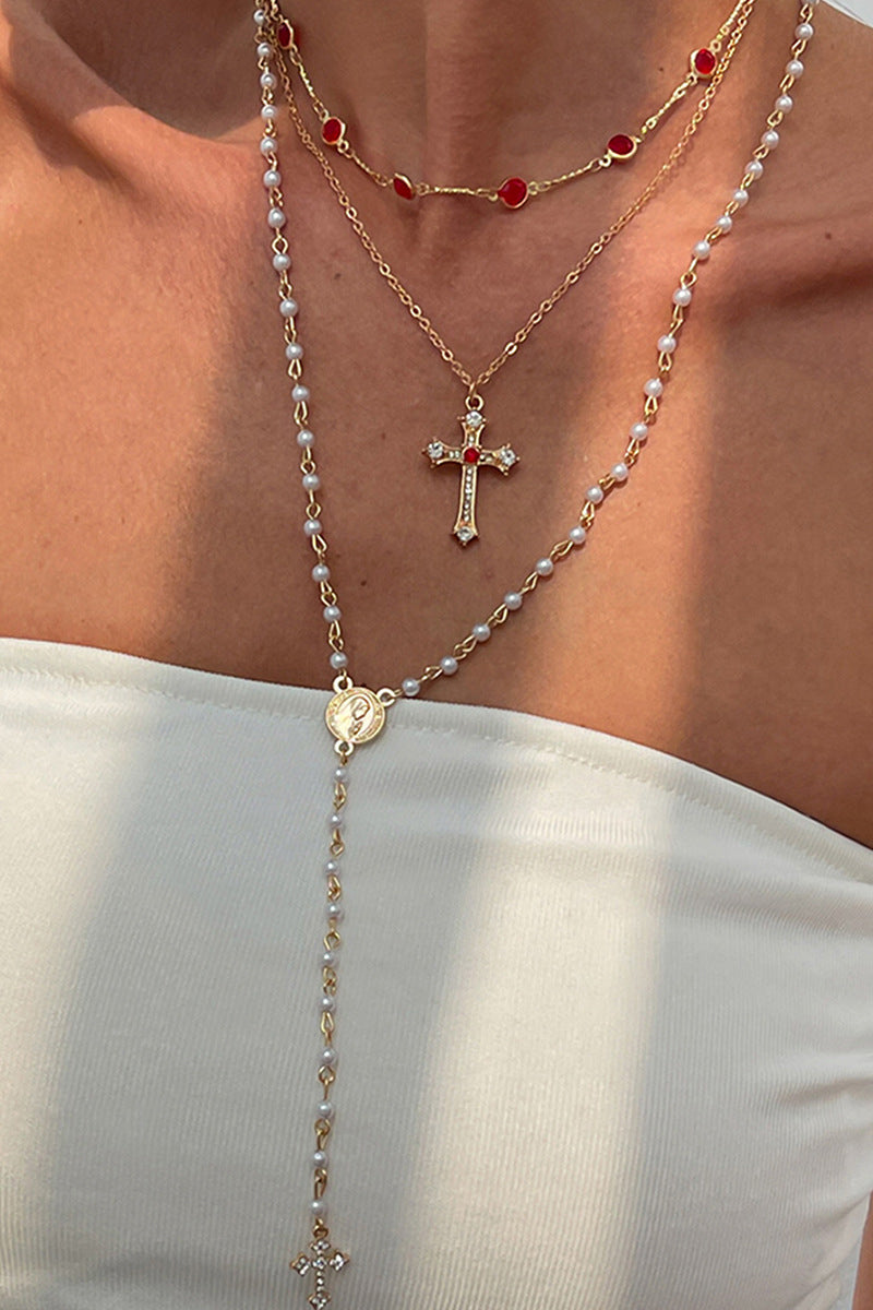 Layered Cross Pendant Necklace