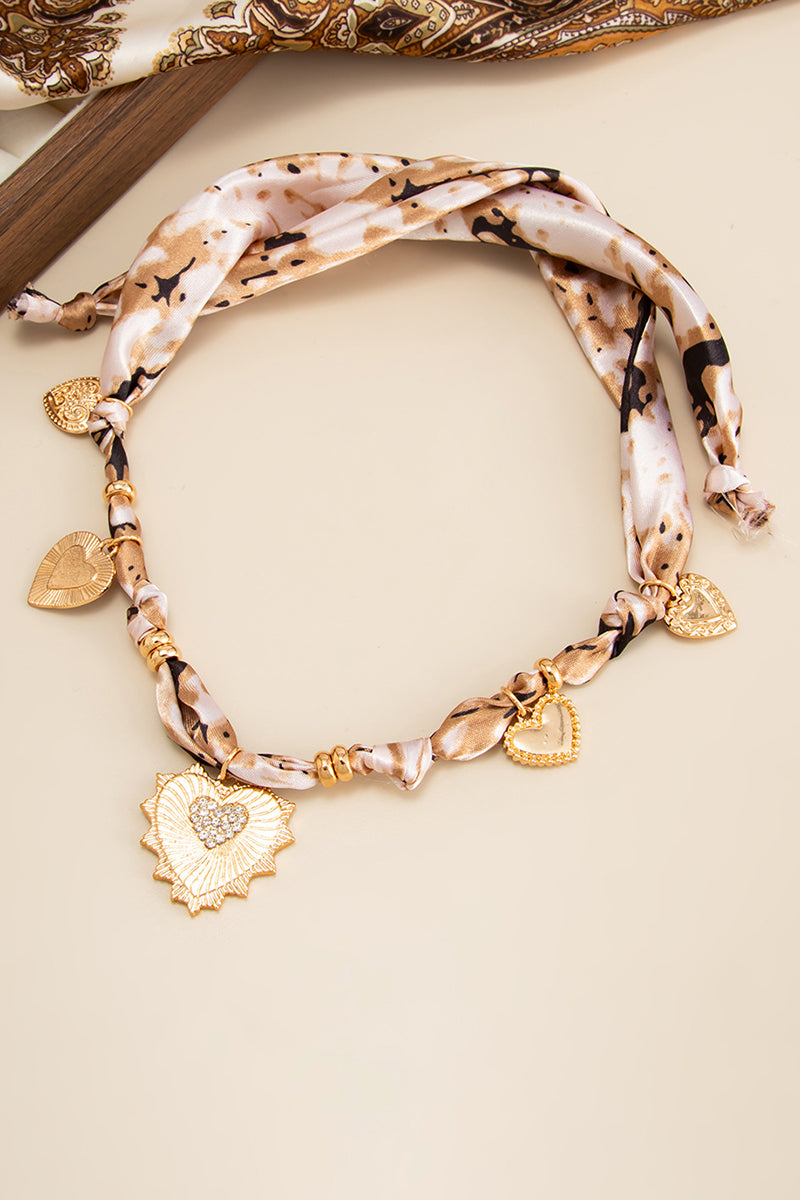 Heart Pendant Ribbon Necklace