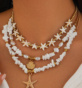 Starfish and Shell Layered Necklace