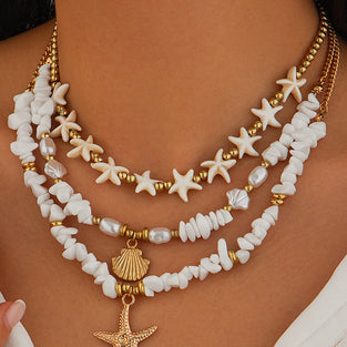 Starfish and Shell Layered Necklace
