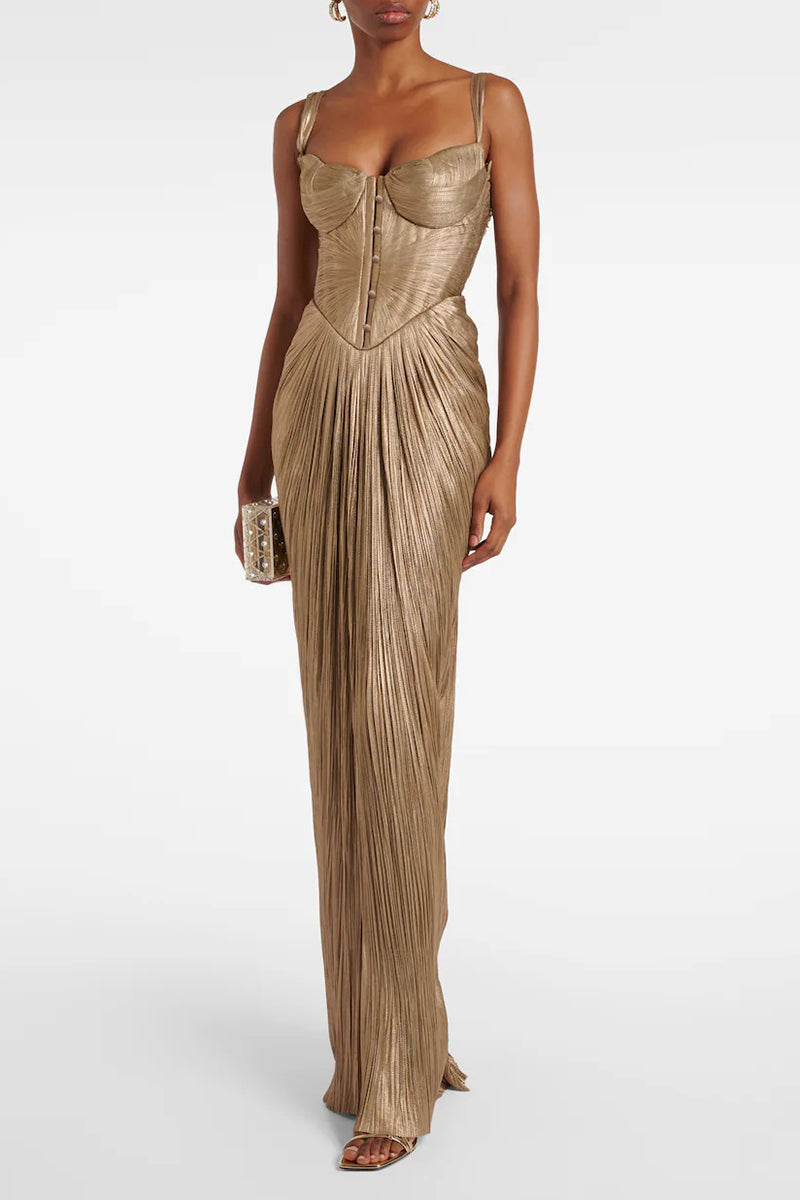 Elegant Sleeveless Pleated Evening Gown
