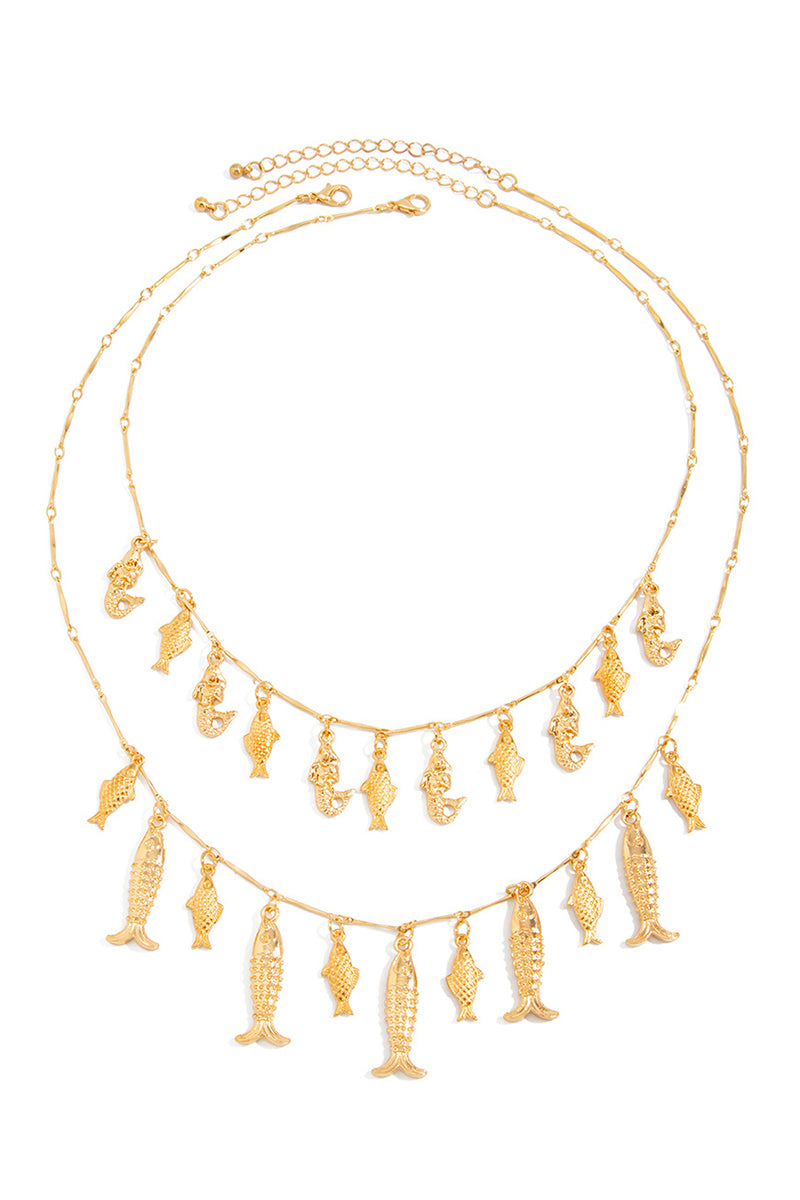Delicate Fish Charm Layered Necklace