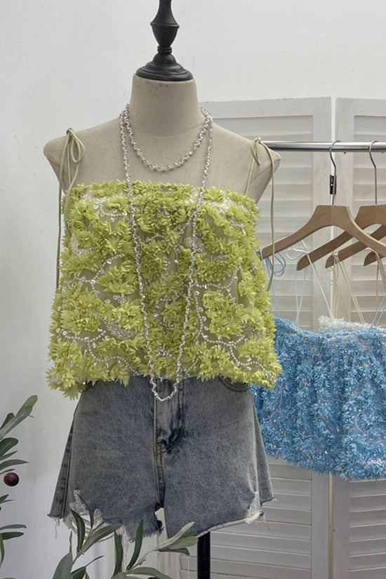 Floral Sequined Sleeveless Camisole