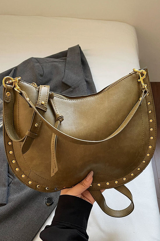 Studded Crescent Shoulder Bag