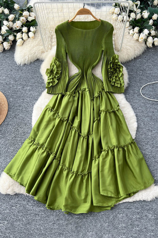 Ruffle Sleeve Tiered Casual Dress