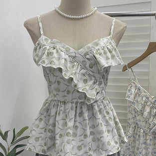 Floral Ruffle Sleeveless Camisole