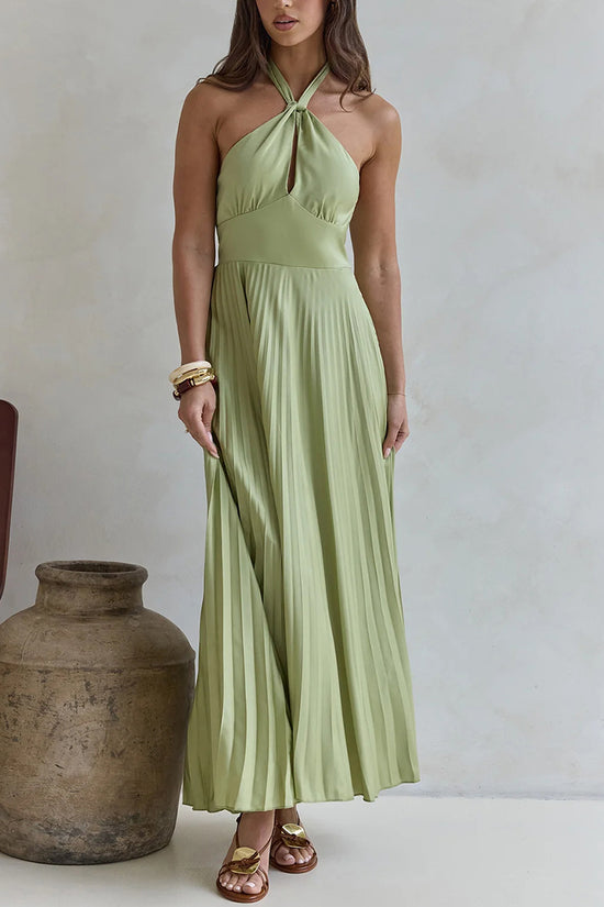 Halter Pleated Maxi Dress