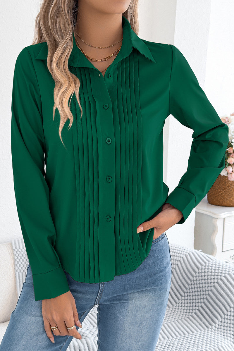 Pleated Long Sleeve Blouse