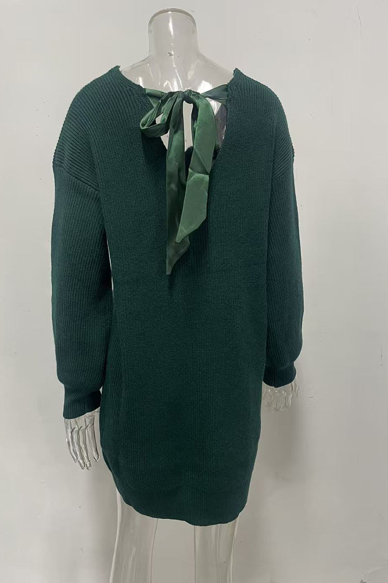Bow Back Knit Casual Dress