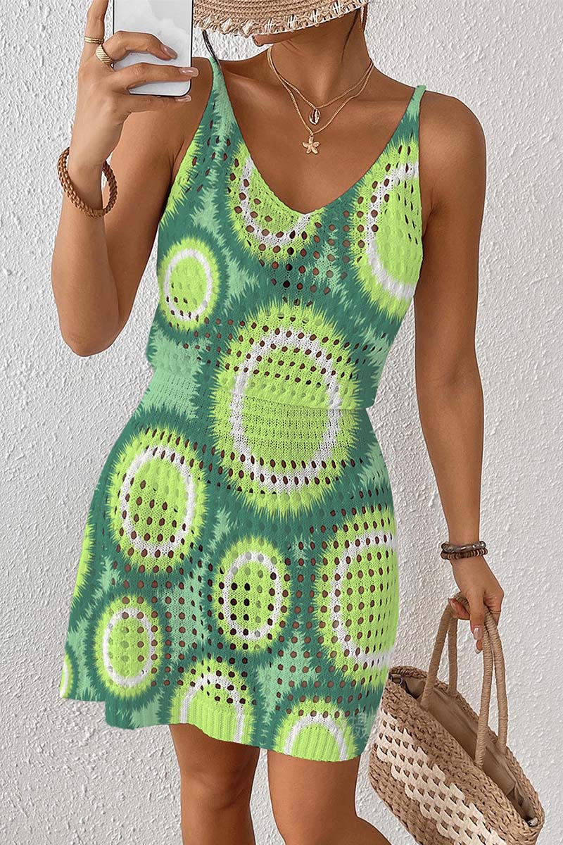 Geometric Pattern Sleeveless Cover-Up