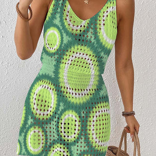 Geometric Pattern Sleeveless Cover-Up