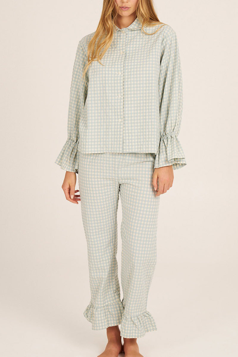 Ruffled Checkered Loungewear Set