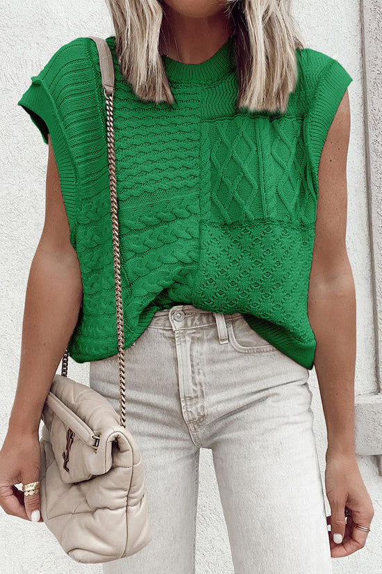 Textured Sleeveless Knit Sweater Vest