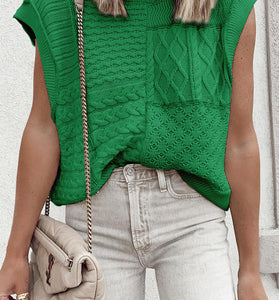 Textured Sleeveless Knit Sweater Vest