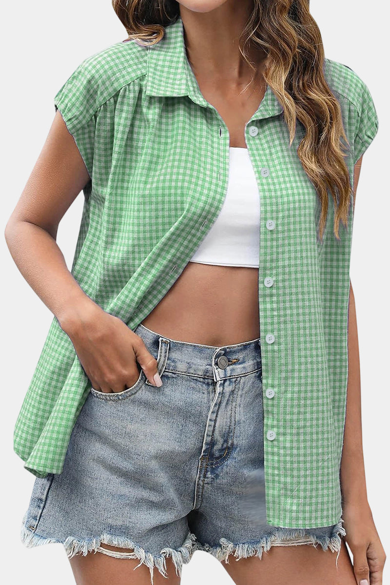 Classic Gingham Short Sleeve Blouse