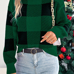 Checkered Turtleneck Sweater