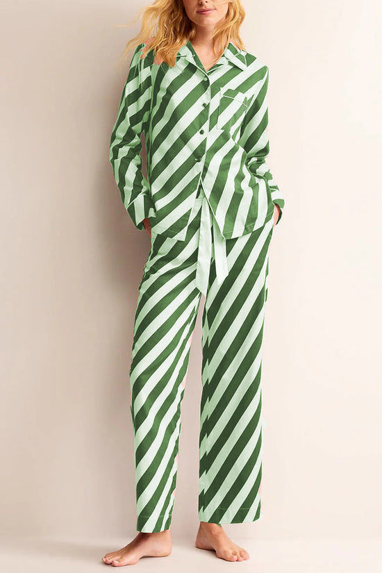 Striped Button-Up Loungewear Set