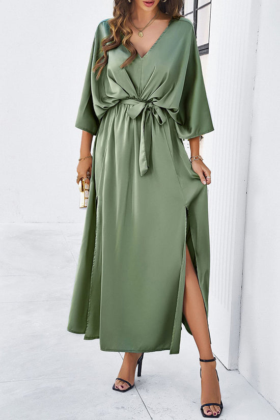 V-Neck Tie-Waist Casual Dress