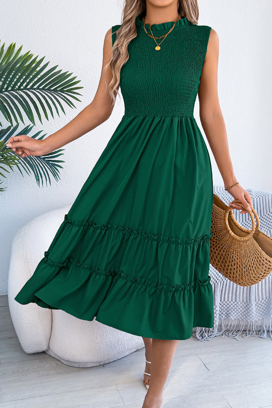 Sleeveless Smocked Casual Dress
