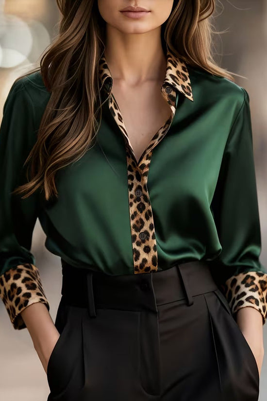 Chic Blouse with Animal Print Trim