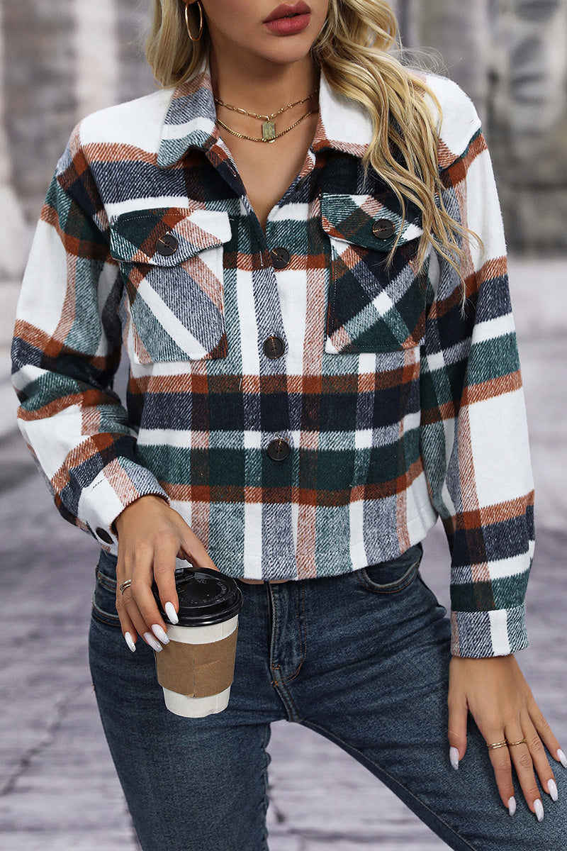 Checked Button-Up Casual Jacket