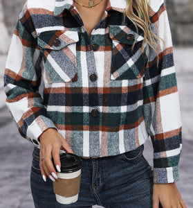 Checked Button-Up Casual Jacket