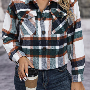 Checked Button-Up Casual Jacket