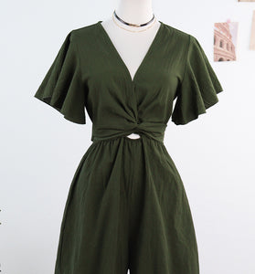 Flutter Sleeve Twist Front Romper