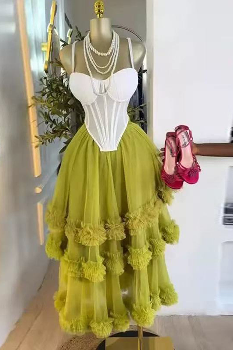 Tiered Ruffle Midi Skirt