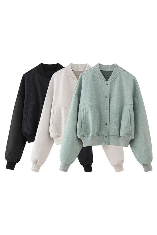 Classic Snap-Button Bomber Jacket