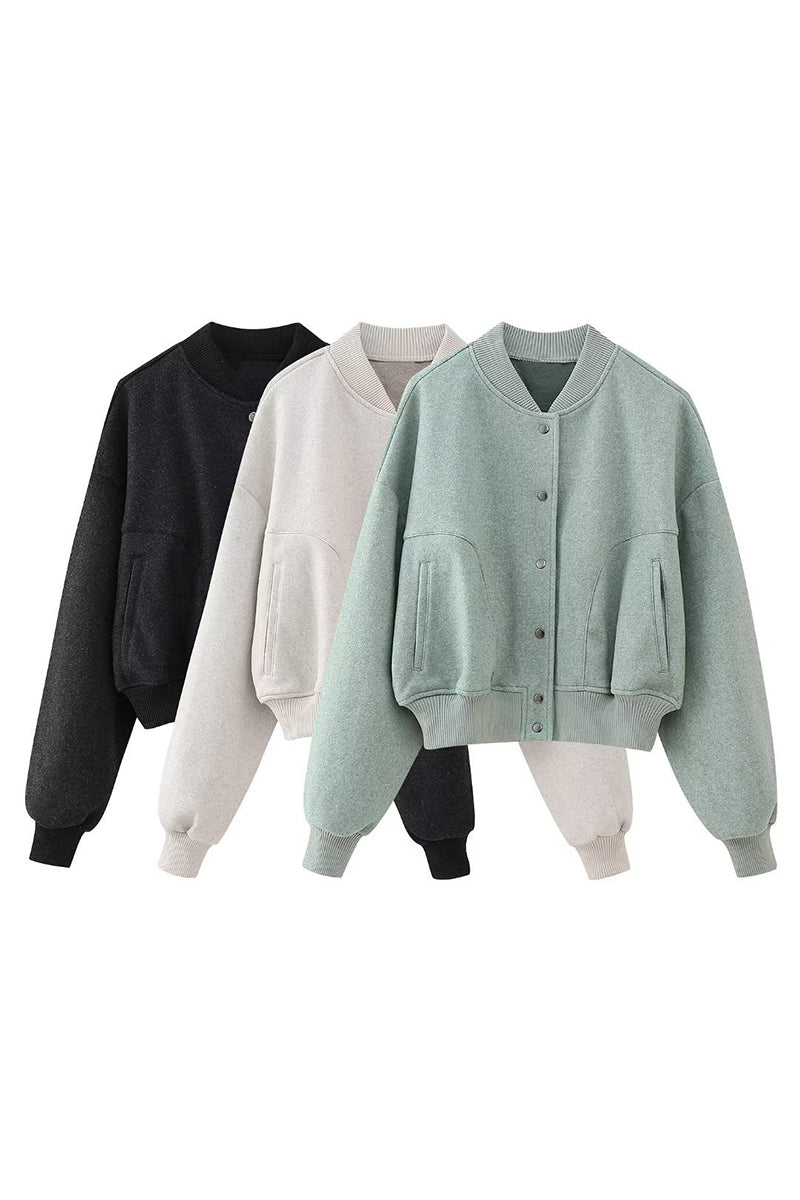 Classic Snap-Button Bomber Jacket