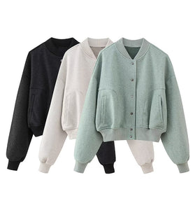 Classic Snap-Button Bomber Jacket
