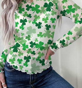 Shamrock Print Long Sleeve Top
